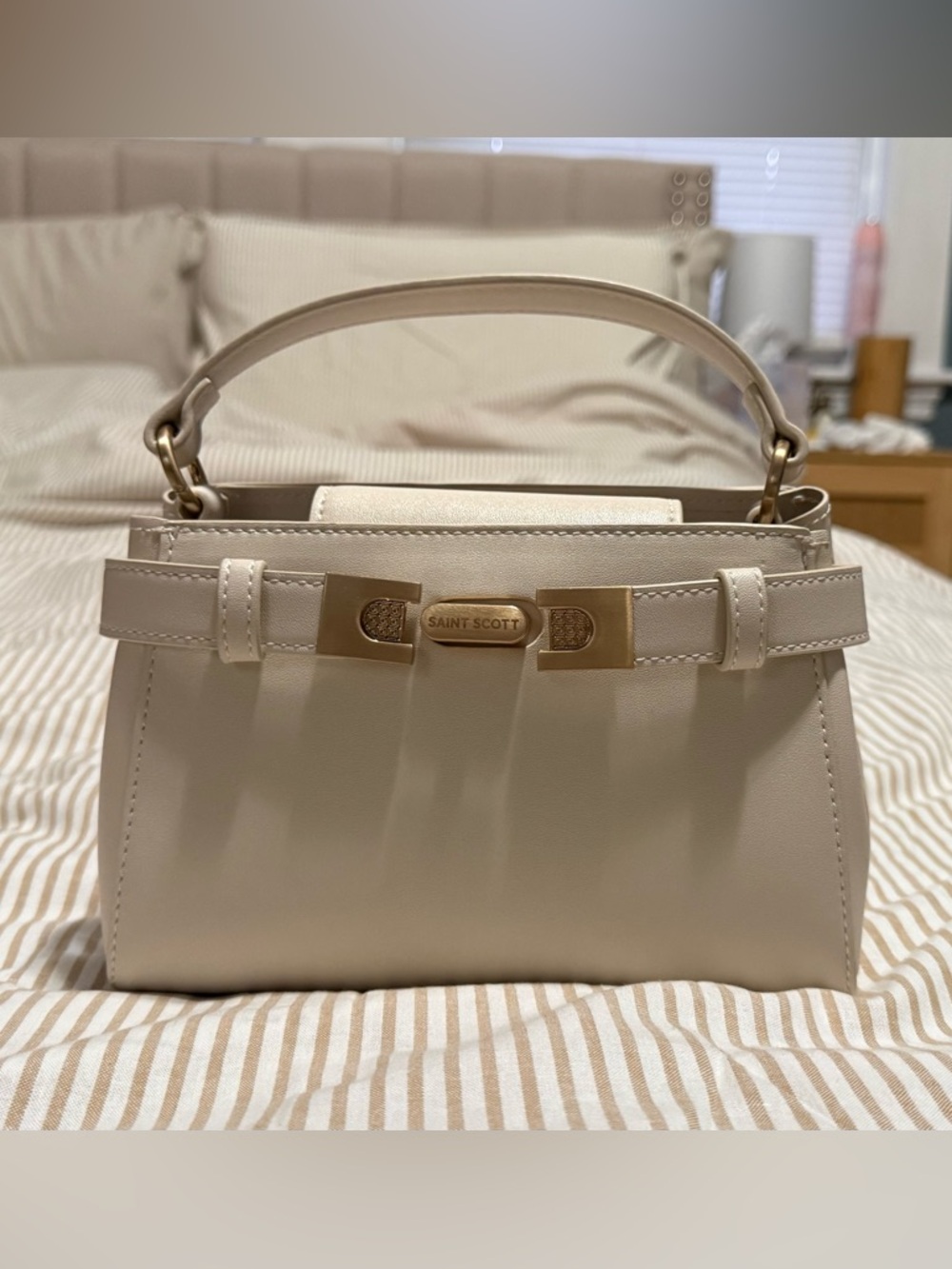 Saint Scott Mini Structured Leather Top-Handle Bag